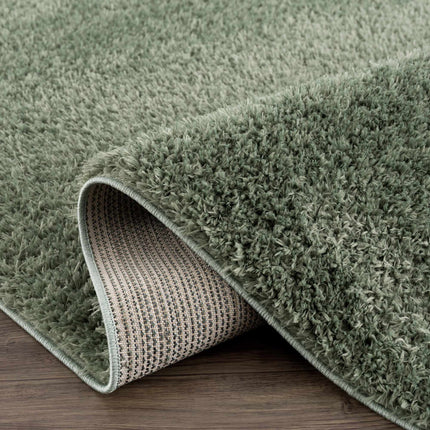 Faina Solid Green Shag Rug Washable Rugs TriadCommerceInc