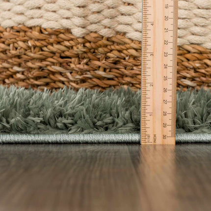 Faina Solid Green Shag Rug Washable Rugs TriadCommerceInc