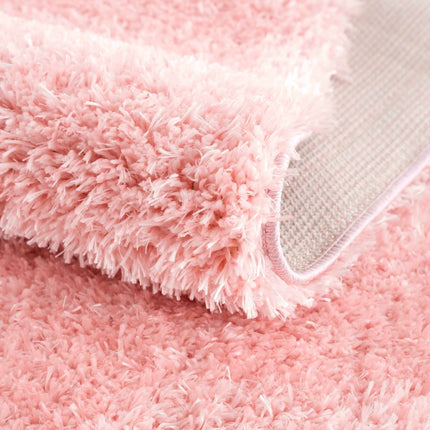 Faina Solid Pink Shag Rug Washable Rugs TriadCommerceInc