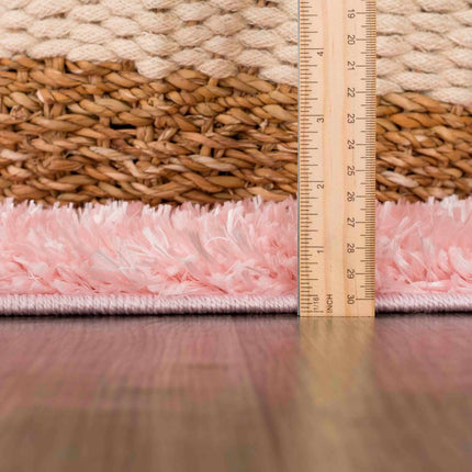 Faina Solid Pink Shag Rug Washable Rugs TriadCommerceInc