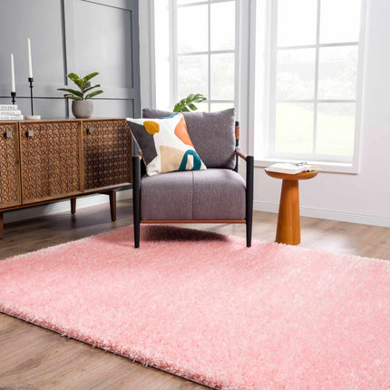 Faina Solid Pink Shag Rug Washable Rugs TriadCommerceInc