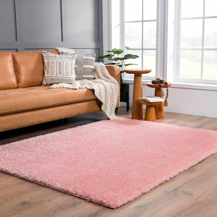 Faina Solid Pink Shag Rug Washable Rugs TriadCommerceInc