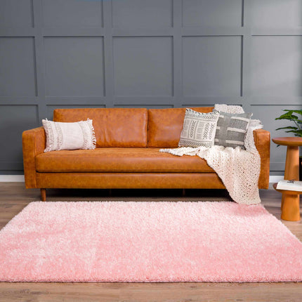 Faina Solid Pink Shag Rug Washable Rugs TriadCommerceInc