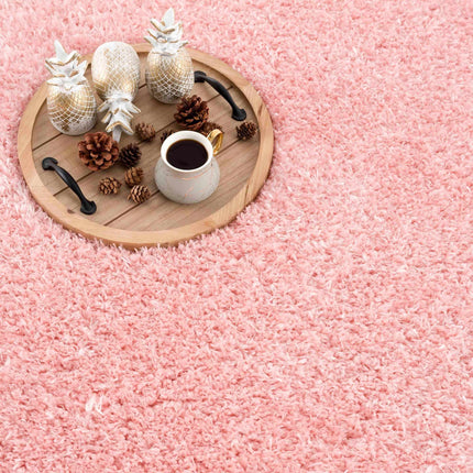 Faina Solid Pink Shag Rug Washable Rugs TriadCommerceInc