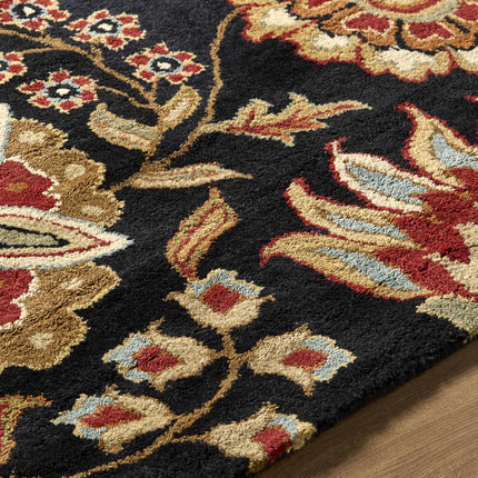 Heaters Black Floral Wool Carpet Rugs TriadCommerceInc 10' x 14' Rectangle