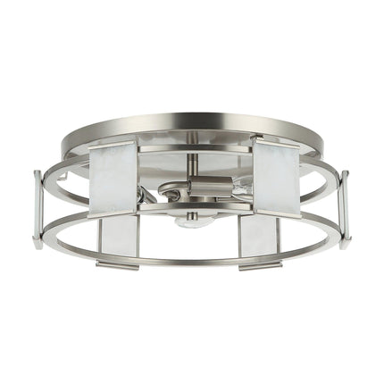 Industrial 15 Inch Satin Nickel 3-Light Flush Mount Ceiling Light Fixture Home Decor > Lighting > Ceiling Lights TriadCommerceInc