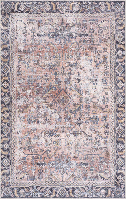 Peach Holi-2305 Washable Area Rug Rugs TriadCommerceInc