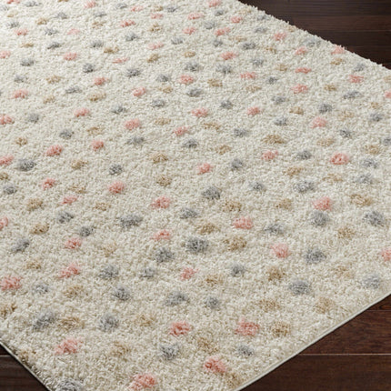 Cansu Pink & Cream Dotted Area Rug Rugs TriadCommerceInc