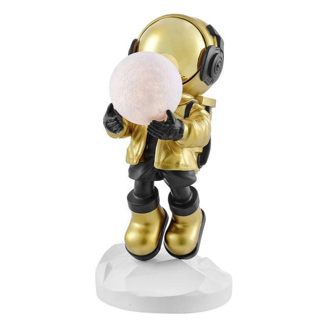 Hadfield takes the Moon // Lighted Astronaut- Sculpture // Black & Gold Sculpture TriadCommerceInc   