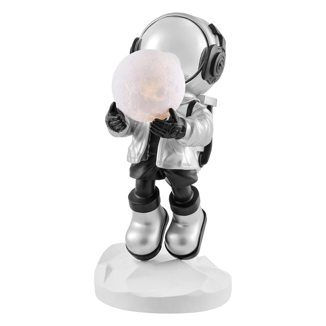 Hadfield takes the Moon // Lighted Astronaut- Sculpture // Black & Silver Sculpture TriadCommerceInc   