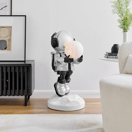Hadfield takes the Moon // Lighted Astronaut- Sculpture // Black & Silver Sculpture TriadCommerceInc   