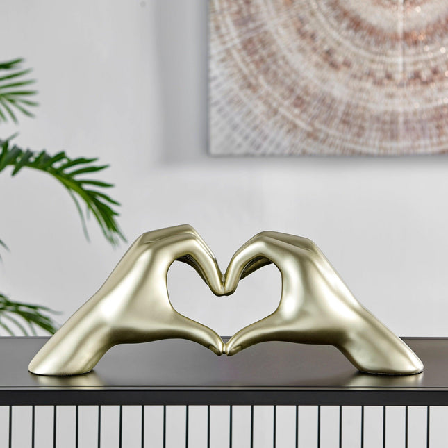 Heart Hands Champagne Gold Sculpture TriadCommerceInc   