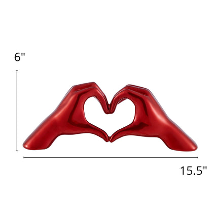 Heart Hands Metallic Red Sculpture TriadCommerceInc   