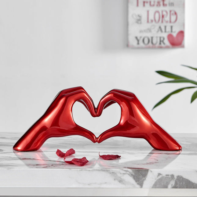 Heart Hands Metallic Red Sculpture TriadCommerceInc   