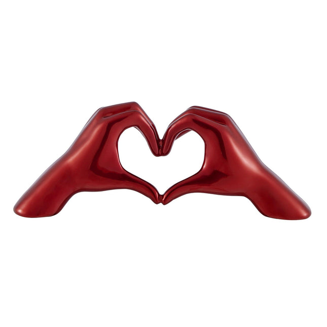 Heart Hands Metallic Red Sculpture TriadCommerceInc   