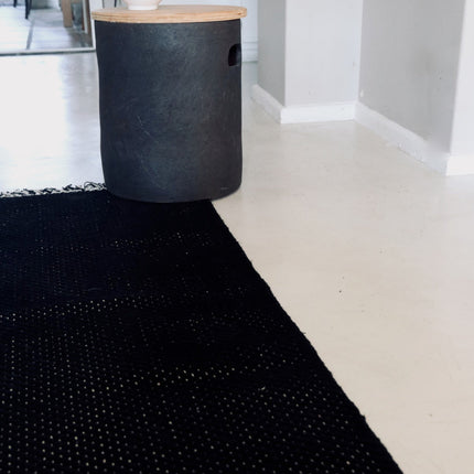 Herringbone Black Cotton Mat Rugs TriadCommerceInc