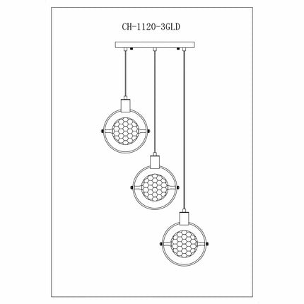 Hollywood Circle 3 Light Pendant // Gold Chandeliers TriadCommerceInc   