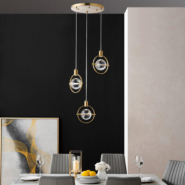 Hollywood Circle 3 Light Pendant // Gold Chandeliers TriadCommerceInc   