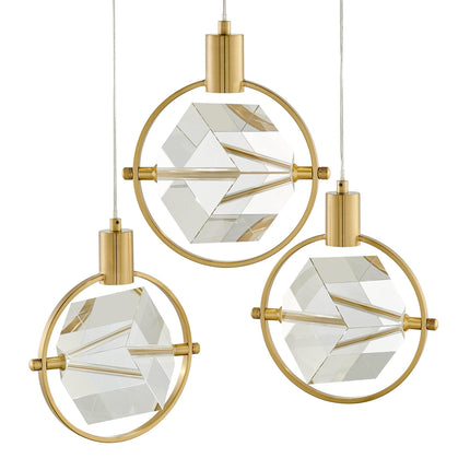 Hollywood Cube 3 Light Pendant // Gold Chandeliers TriadCommerceInc   