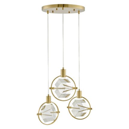 Hollywood Cube 3 Light Pendant // Gold Chandeliers TriadCommerceInc   