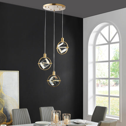 Hollywood Cube 3 Light Pendant // Gold Chandeliers TriadCommerceInc   