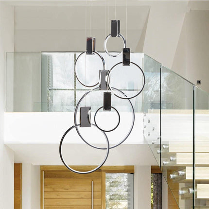 Hong Kong LED Circular Chandelier // Chrome Chandeliers TriadCommerceInc   