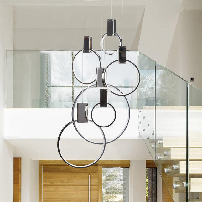 Hong Kong LED Circular Chandelier // Chrome Chandeliers TriadCommerceInc   