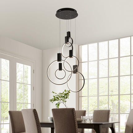 Hong Kong LED Circular Chandelier// Matte Black Chandeliers TriadCommerceInc   