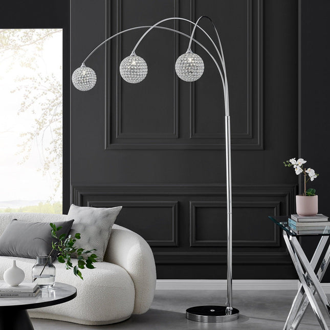 Horizontal Crystal Spheres Floor Lamp // 3 Light Floor Lamps TriadCommerceInc   