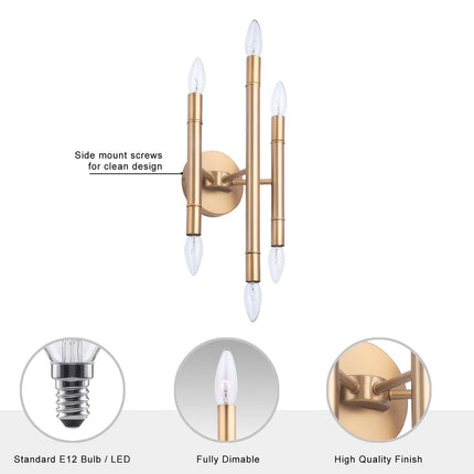 Ignis Mid-Century Modern Gold 6-Light Wall Sconce Lighting Home Decor > Lighting > Wall Lighting > Wall Sconces TriadCommerceInc