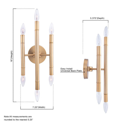 Ignis Mid-Century Modern Gold 6-Light Wall Sconce Lighting Home Decor > Lighting > Wall Lighting > Wall Sconces TriadCommerceInc
