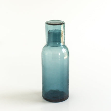 Handblown Hammered Glass Carafe Kitchen & Dining TriadCommerceInc Blue
