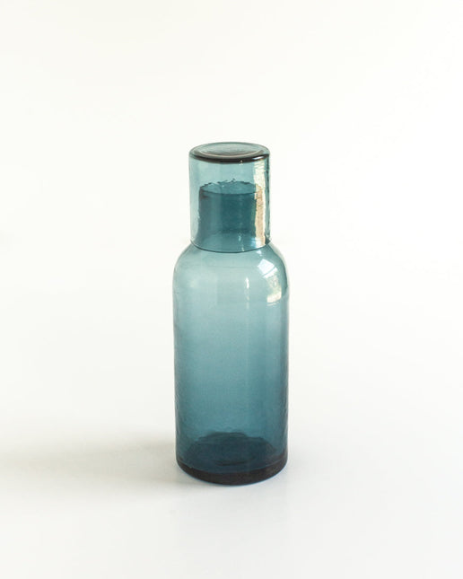 Handblown Hammered Glass Carafe Kitchen & Dining TriadCommerceInc Blue