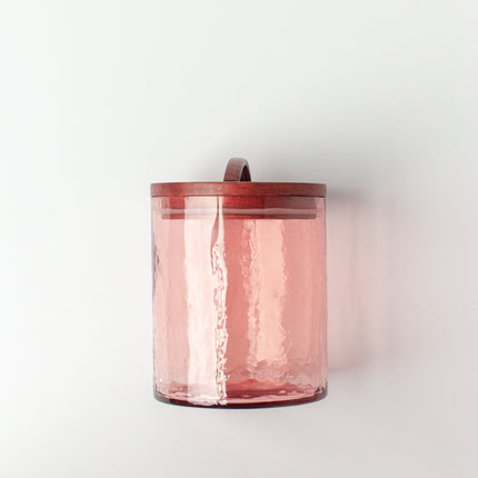 Hammered Glass Canisters with Wood Lid Kitchen & Dining TriadCommerceInc Small Blush