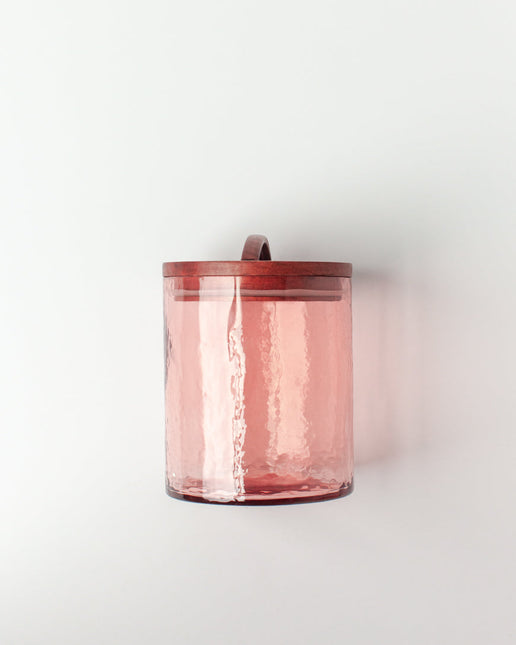 Hammered Glass Canisters with Wood Lid Kitchen & Dining TriadCommerceInc Small Blush