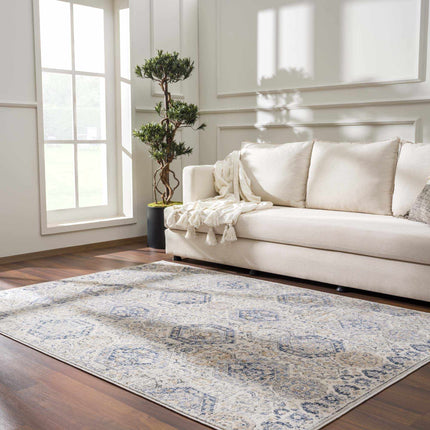 Parkerfield Cream & Blue Area Rug Rugs TriadCommerceInc