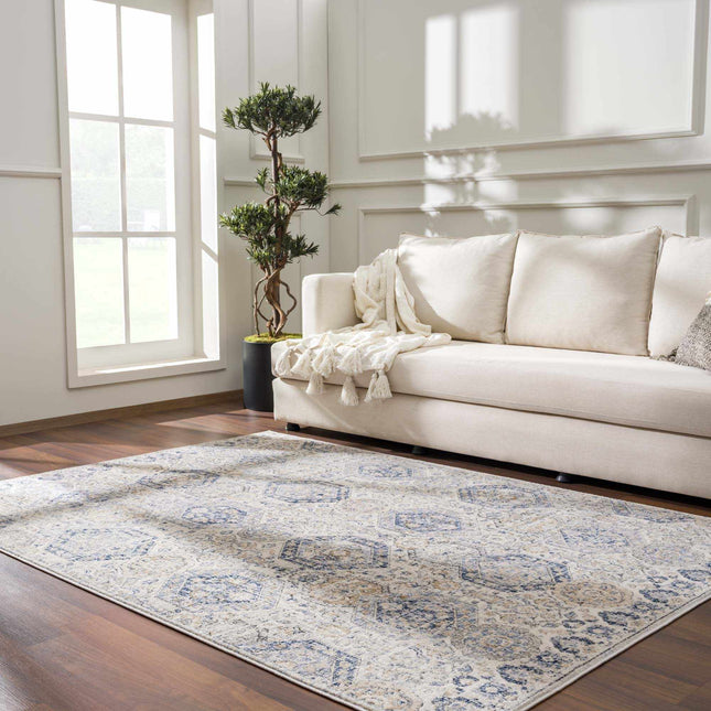 Parkerfield Cream & Blue Area Rug Rugs TriadCommerceInc