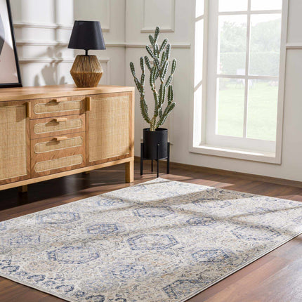 Parkerfield Cream & Blue Area Rug Rugs TriadCommerceInc