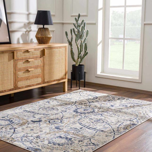 Georgiana Blue & Beige Oushak Rug Rugs TriadCommerceInc