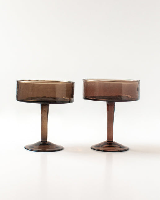 Handblown Hammered Coupe Cocktail Glass Pair Kitchen & Dining TriadCommerceInc