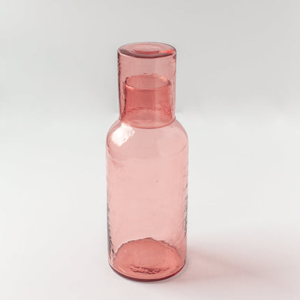 Handblown Hammered Glass Carafe Kitchen & Dining TriadCommerceInc Blush