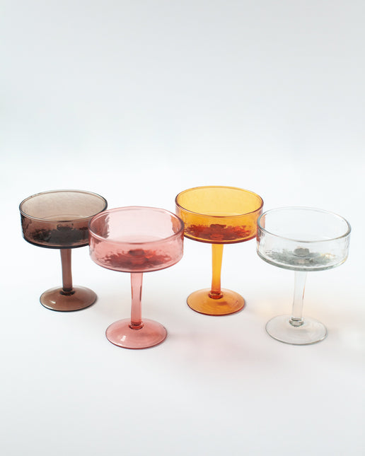 Handblown Hammered Coupe Cocktail Glass Pair Kitchen & Dining TriadCommerceInc