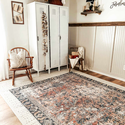 Peach Holi-2305 Washable Area Rug Rugs TriadCommerceInc