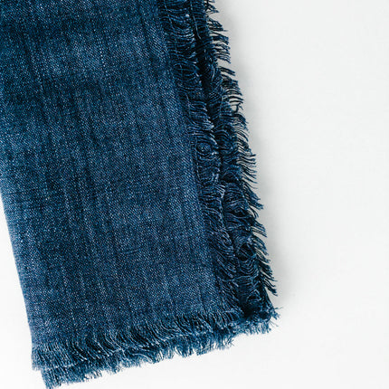 Stone Washed Linen Dinner Napkins Cloth Napkins TriadCommerceInc Navy Set of 2