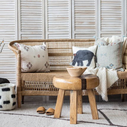 Tribal Repeat Black and Ivory Wool Storage Basket Baskets & Vessels TriadCommerceInc