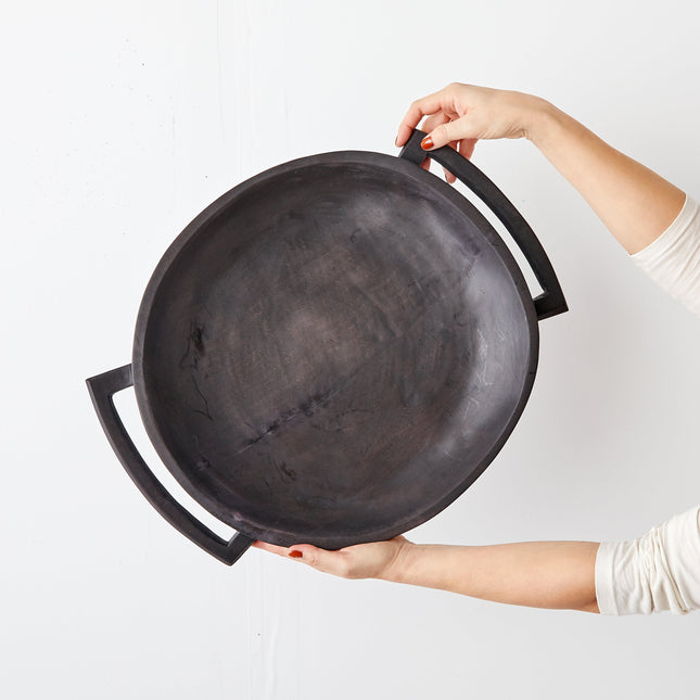 Swazi Round Wood Serving Platter Décor TriadCommerceInc Black