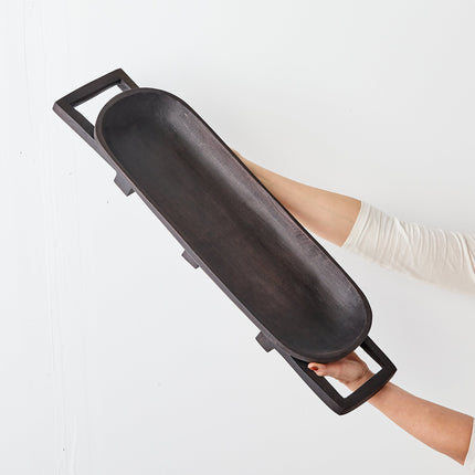 Swazi Long Wooden Serving Tray Décor Collection TriadCommerceInc Black