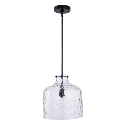Kara Farmhouse 1-Light Textured Glass Nickel Pendant Light 吊灯 TriadCommerceInc Black