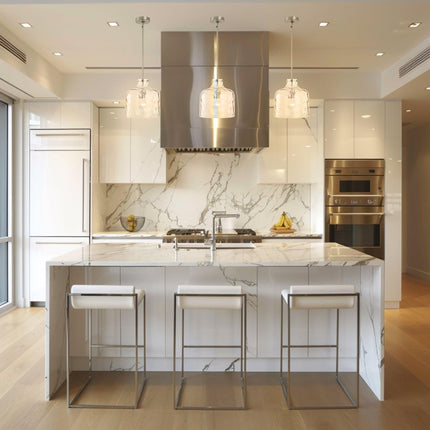 Kara Farmhouse 1-Light Textured Glass Nickel Pendant Light 吊灯 TriadCommerceInc