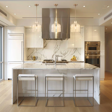 Kara Farmhouse 1-Light Textured Glass Nickel Pendant Light 吊灯 TriadCommerceInc